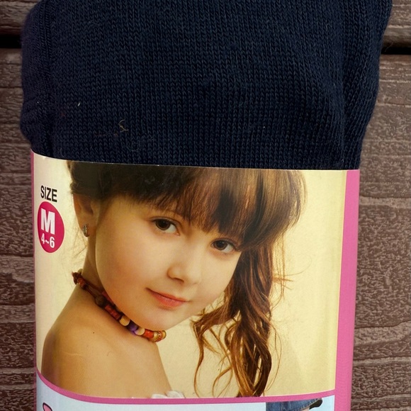 5/6 yrs Mopas Girl's Fashion Thick Winter Tights - Pink and Navy Blue - Picture 3 of 7